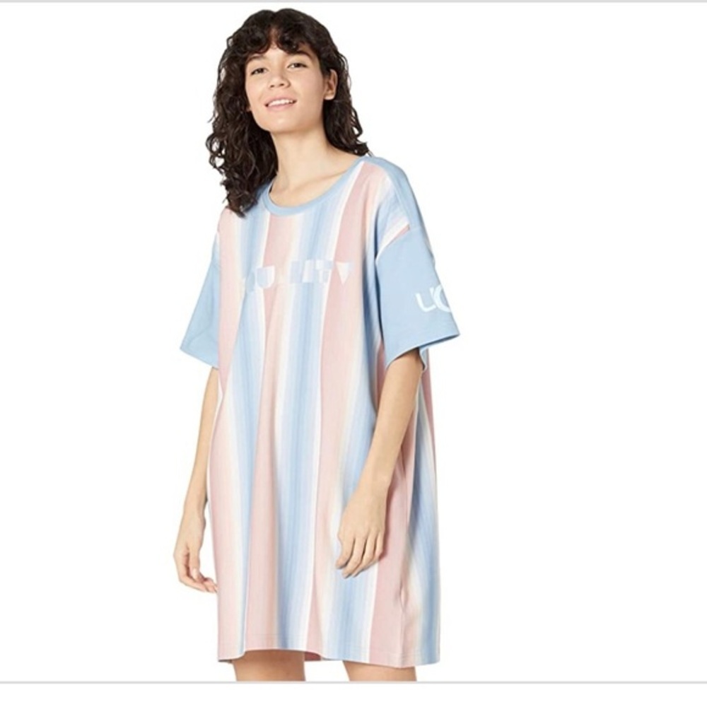 UGG PRIDE Logo striped T-Shirt Dress Cotton Blend dress Size Medium new